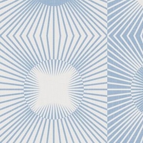 Retro Geometry - Rays of Light in Vintage Blue / Large