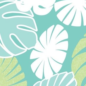 Tonal Tropical Leaves - Two Tone Soft Colors - Large Scale