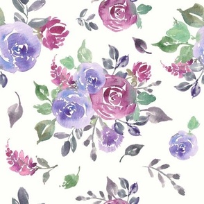Watercolor Roses | Lila Florals  Collection white