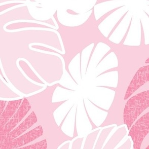 Tonal Tropical Leaves - Soft Pinks - Large Scale