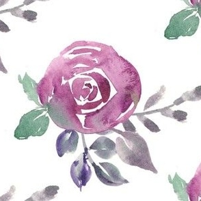 Watercolor Roses | Lila Florals  Collection white
