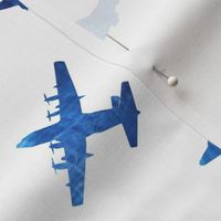 Large Blue Watercolor Planes