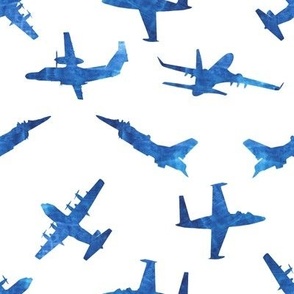 Large Blue Watercolor Planes