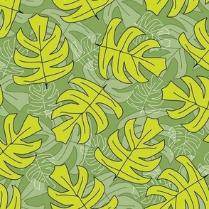 Tropical Leaf in Olive and Lime