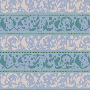 Floral rows in green/lilac