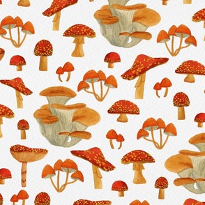 Watercolour Forest Mushrooms - Large Scale