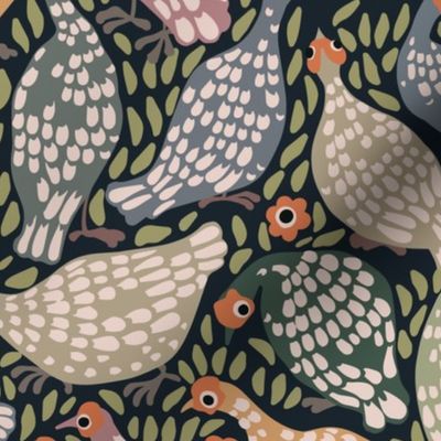 Speckled hens - Forest green