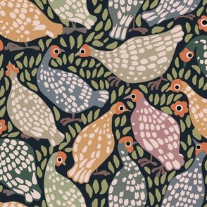 Speckled hens - Forest green