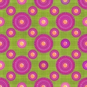 Bright pink hued cabochon buttons on chartreuse green plaid background small coordinate 