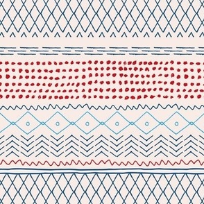 Minimalist stitched plaid 4th of july american flag colors texas traditional textile blue red on blush  