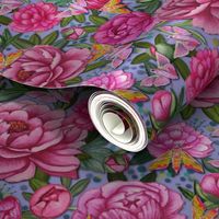 Pink  peony on lilac petal solid-at-Spoonflower-by-Magenta-Rose-Designs