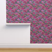 Pink  peony on lilac petal solid-at-Spoonflower-by-Magenta-Rose-Designs