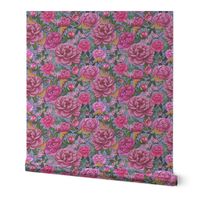Pink  peony on lilac petal solid-at-Spoonflower-by-Magenta-Rose-Designs