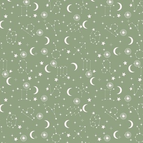 Stars and Constellations Sage Green
