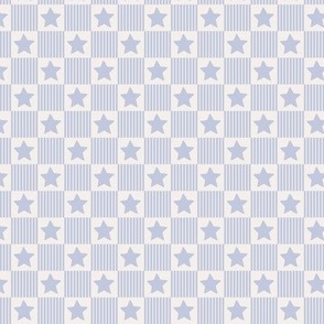 Stars and stripes race checker pattern american 4th of july theme check design ivory lilac periwinkle vintage blue  on cream