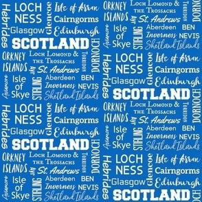 Scotland cities - blue, small (4 inch repeat)