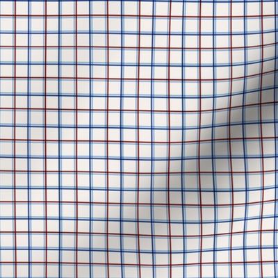 USA gingham 4th of july theme minimalist plaid design tartan checker red blue on ivory SMALL