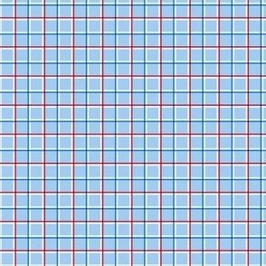 USA gingham 4th of july theme minimalist plaid design tartan checker red blue on baby blue SMALL 