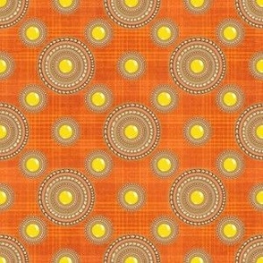 Beige and yellow cabochon button spots on orange plaid small