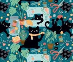 sewing with cats