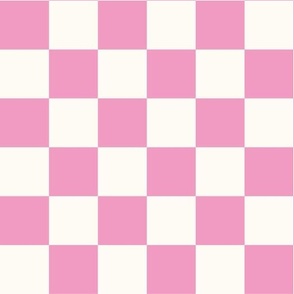 Pink & White Chequerboard Square Pattern Wallpaper
