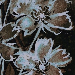 Faded Sepia Watercolor Bouquet Pattern, Hand Painted Wildflower print