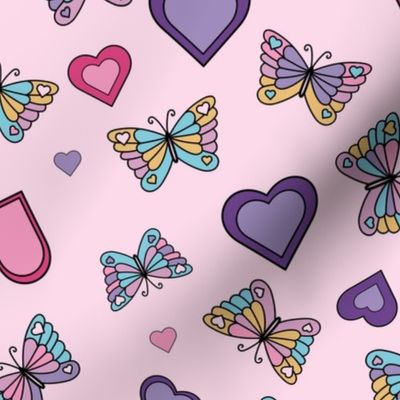 Butterfly Hearts on Pink