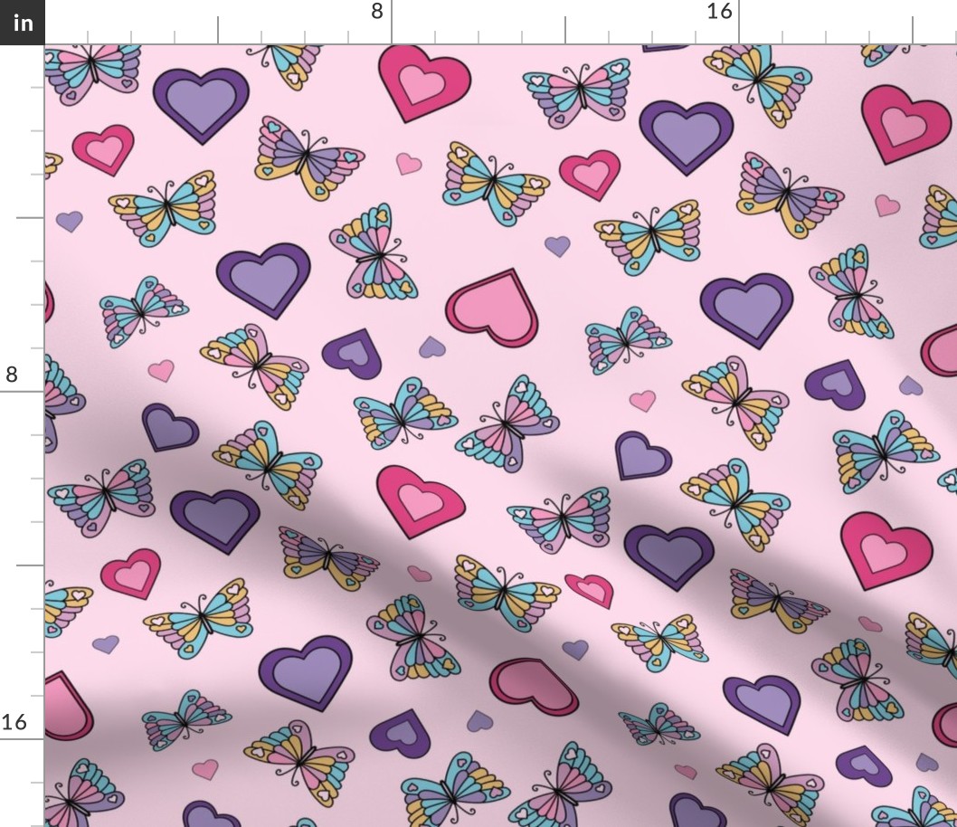Butterfly Hearts on Pink
