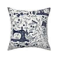 Vintage Sewing Love Navy Blue