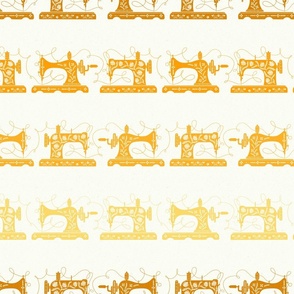 Vintage Sewing Machines Stripes Shades of Yellow Orange