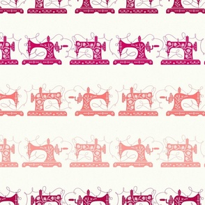 Vintage Sewing Machines Stripes Shades of Candy Pink