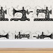 Vintage Sewing Machines Stripes Black and White