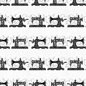 Vintage Sewing Machines Stripes Black and White