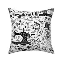 Vintage Sewing Love Black and White
