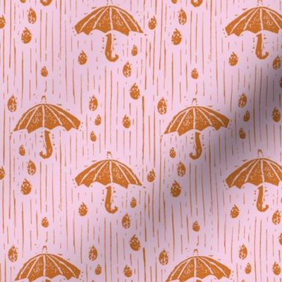 Umbrellas in the Rain - Pink & Orange