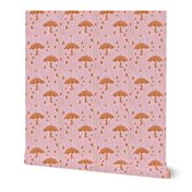 Umbrellas in the Rain - Pink & Orange