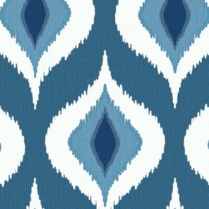 Ikat waves indigo teal XXL wallpaper scale by Pippa Shaw