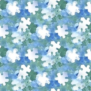 Blue and Green Jigsaw Puzzle Pieces