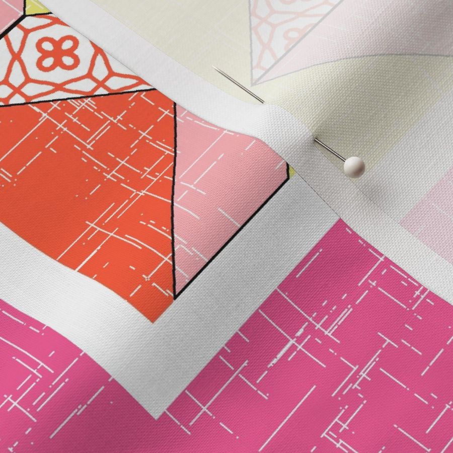 Heart of the Chevron Quilt - Pink Glass Fabric | Spoonflower