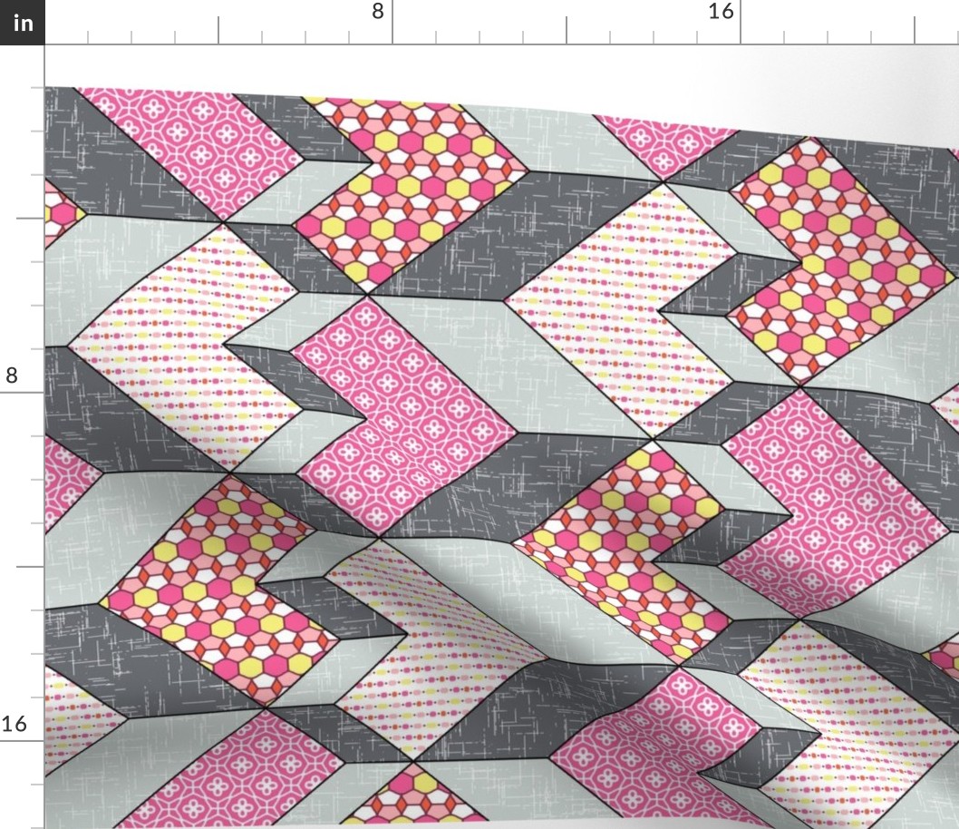 Heart of the Chevron Quilt - Pink Glass