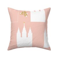 Large - Floral Modern LDS Temple - Salt Lake City on Peach Background