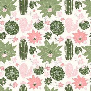 Pinks and Greens Cactus and Succulents