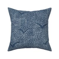 Sashiko Seagulls in Indigo Blue (xl scale) | Hand stitched birds, Japanese sashiko stitching on deep blue linen texture, kantha quilt, ocean decor, blue and white rustic bird pattern.