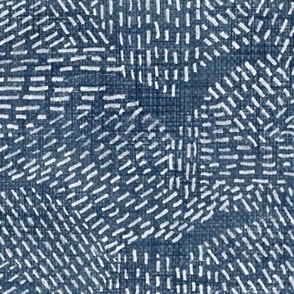 Sashiko Seagulls in Indigo Blue (xl scale) | Hand stitched birds, Japanese sashiko stitching on deep blue linen texture, kantha quilt, ocean decor, blue and white rustic bird pattern.