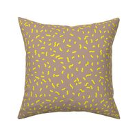 Retro swirls and sprinkles minimalist trendy pop design nineties vibes yellow on beige tan