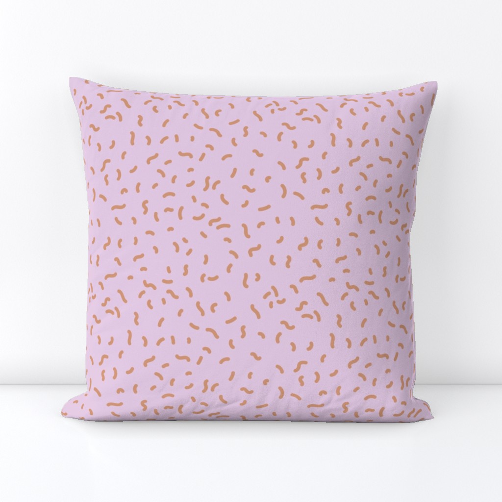 Retro swirls and sprinkles minimalist trendy pop design nineties vibes cookie dough beige on pink