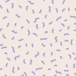 Retro swirls and sprinkles minimalist trendy pop design nineties vibes lilac purple on ivory cream