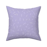 Retro swirls and sprinkles minimalist trendy pop design nineties vibes outlines white on lilac purple