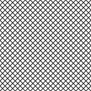Black on White Diagonal Grid 1 inch