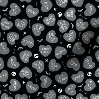Rude Coversation Hearts Black and White